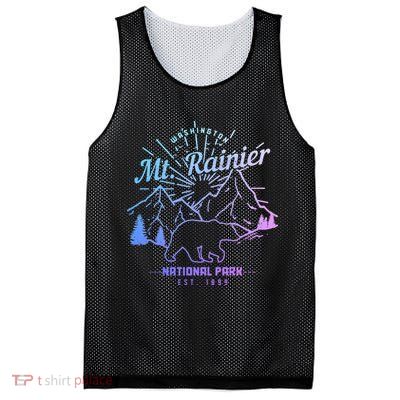 Mt. Rainier Washington Vintage Mountain National Park Pnw Mesh Reversible Basketball Jersey Tank