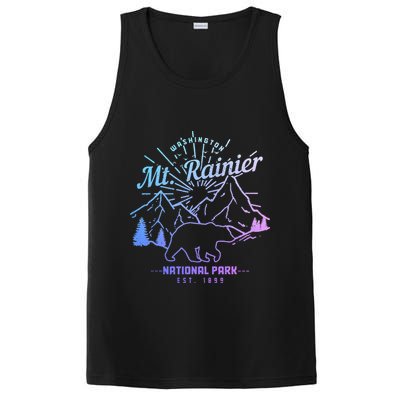 Mt. Rainier Washington Vintage Mountain National Park Pnw PosiCharge Competitor Tank