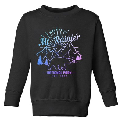 Mt. Rainier Washington Vintage Mountain National Park Pnw Toddler Sweatshirt