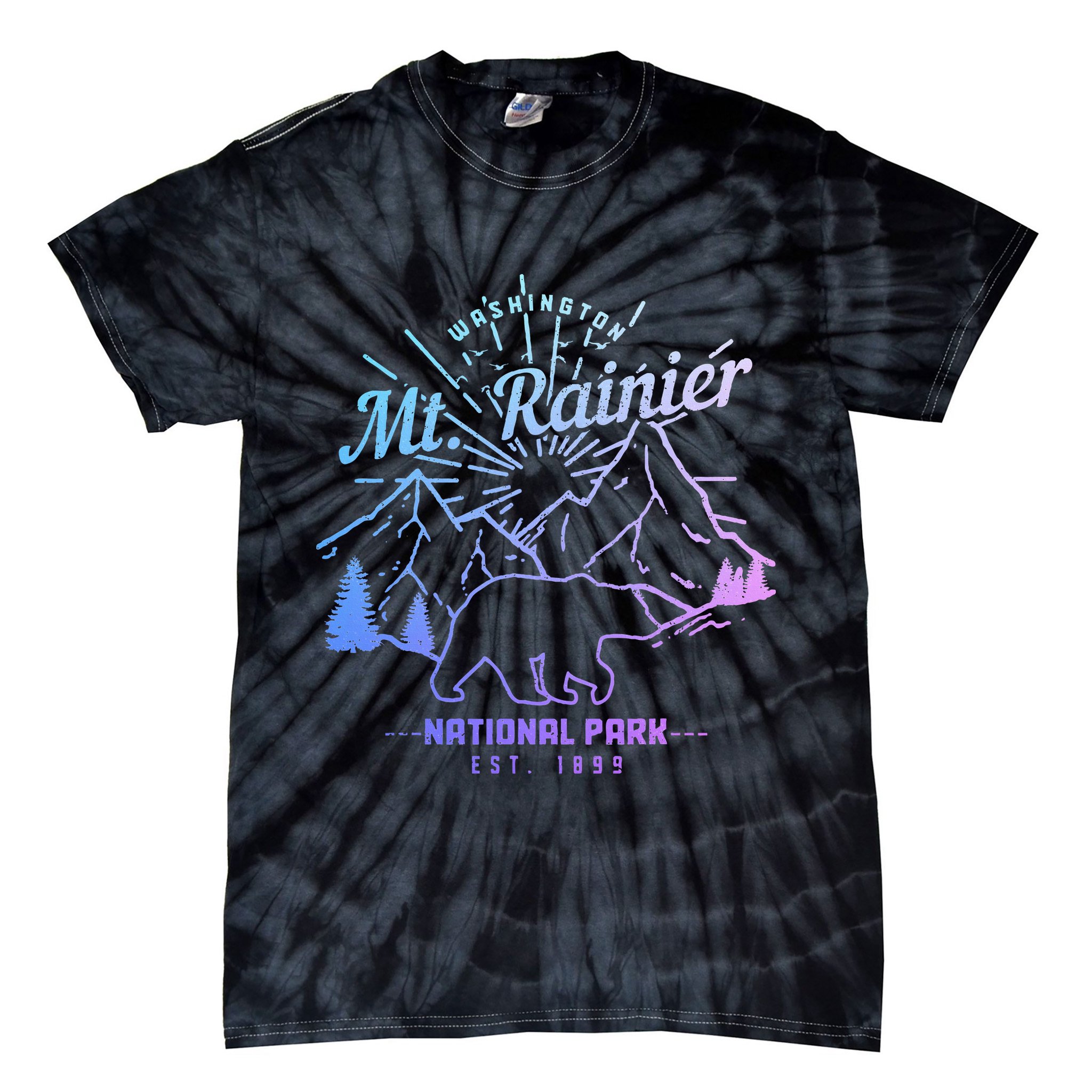 Mt. Rainier Washington Vintage Mountain National Park Pnw Tie-Dye T-Shirt