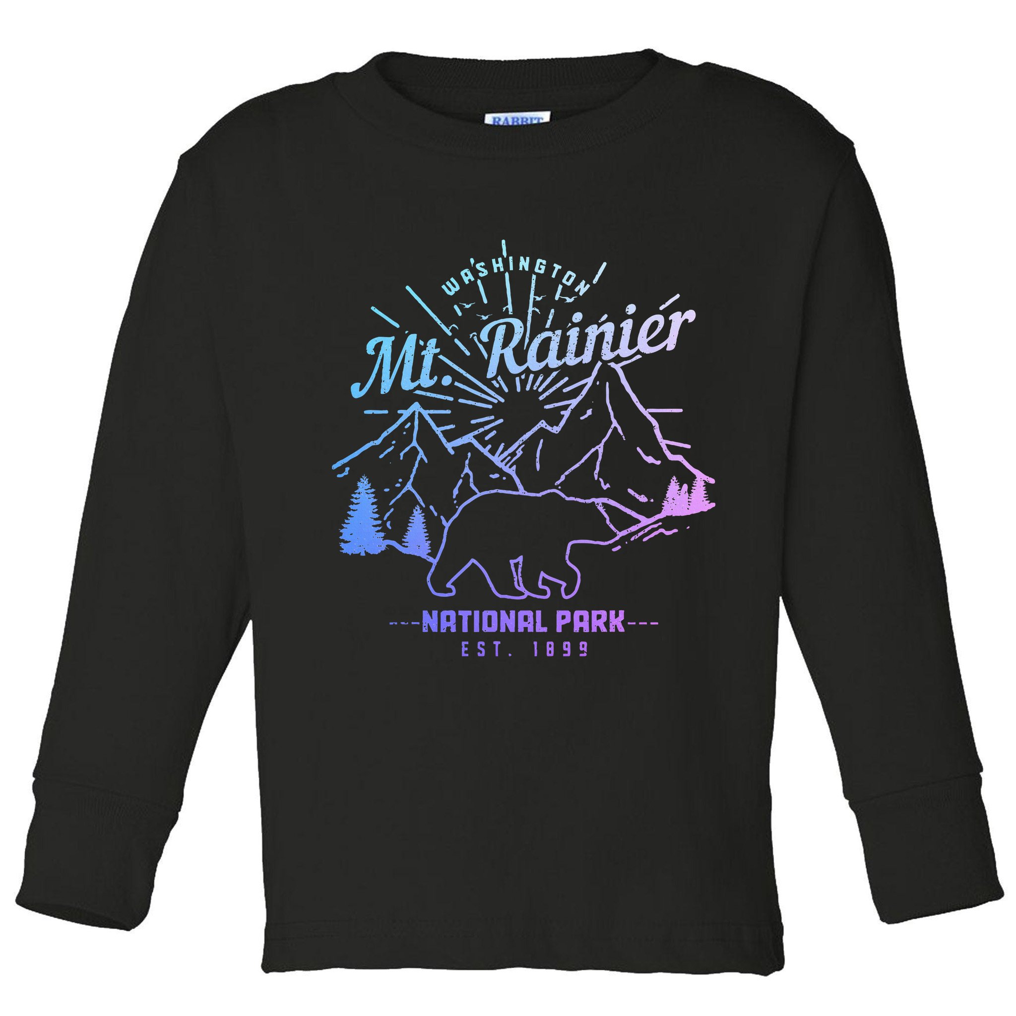 Mt. Rainier Washington Vintage Mountain National Park Pnw Toddler Long Sleeve Shirt