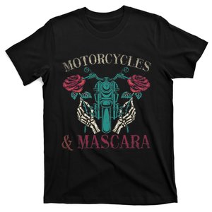 Motorbike Riding Women Motorcycles And Mascara Roses Biker T-Shirt