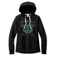 Motorbike Riding Women Motorcycles And Mascara Roses Biker Women's Fleece Hoodie