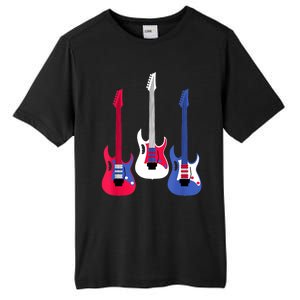 Multicolor Red White Blue Three Electric Guitar With Handle Tall Fusion ChromaSoft Performance T-Shirt