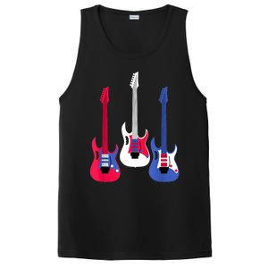 Multicolor Red White Blue Three Electric Guitar With Handle PosiCharge Competitor Tank