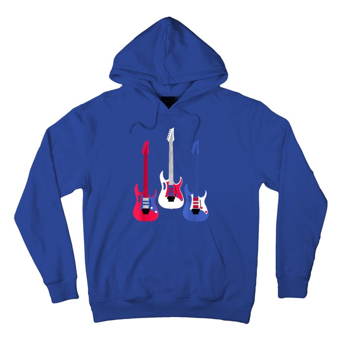 Multicolor Red White Blue Three Electric Guitar With Handle Hoodie