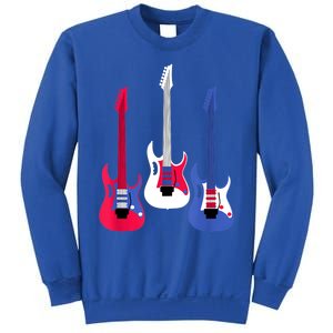 Multicolor Red White Blue Three Electric Guitar With Handle Sweatshirt