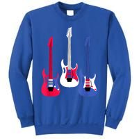 Multicolor Red White Blue Three Electric Guitar With Handle Sweatshirt