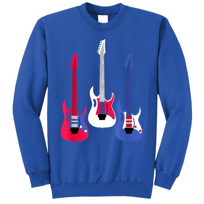 Multicolor Red White Blue Three Electric Guitar With Handle Sweatshirt