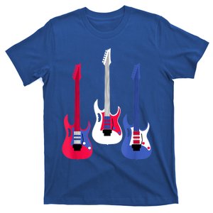 Multicolor Red White Blue Three Electric Guitar With Handle T-Shirt