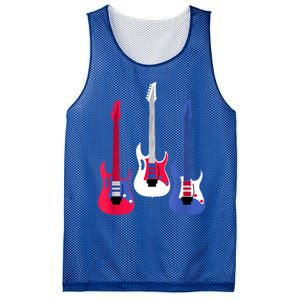 Multicolor Red White Blue Three Electric Guitar With Handle Mesh Reversible Basketball Jersey Tank