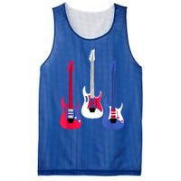 Multicolor Red White Blue Three Electric Guitar With Handle Mesh Reversible Basketball Jersey Tank