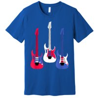 Multicolor Red White Blue Three Electric Guitar With Handle Premium T-Shirt