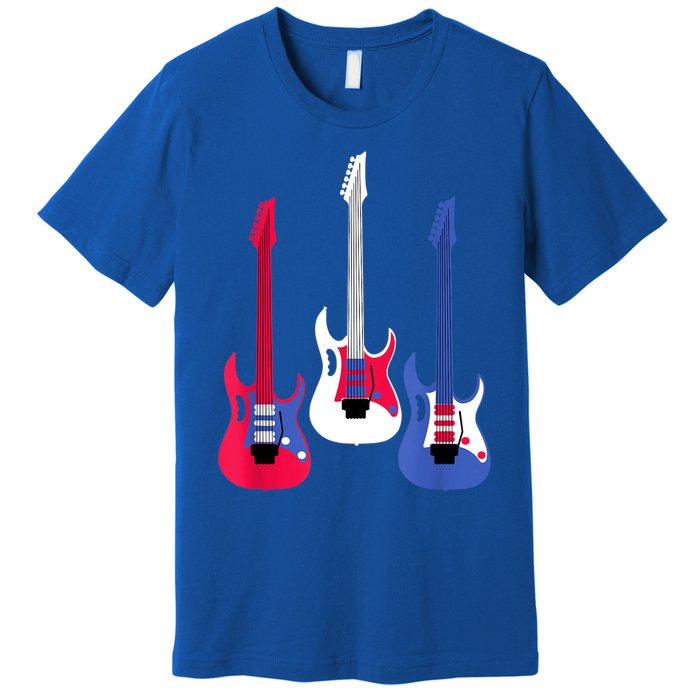 Multicolor Red White Blue Three Electric Guitar With Handle Premium T-Shirt