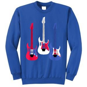 Multicolor Red White Blue Three Electric Guitar With Handle Tall Sweatshirt