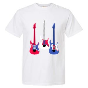 Multicolor Red White Blue Three Electric Guitar With Handle Garment-Dyed Heavyweight T-Shirt