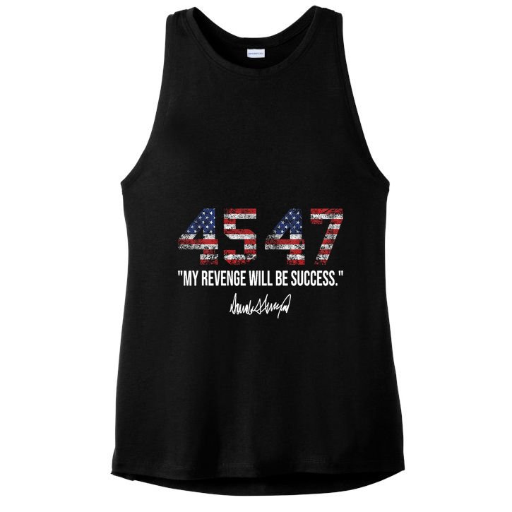 My Revenge Will Be Success 45 47 American Flag Vintage Ladies PosiCharge Tri-Blend Wicking Tank