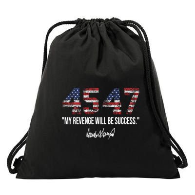 My Revenge Will Be Success 45 47 American Flag Vintage Drawstring Bag