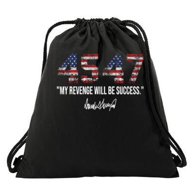 My Revenge Will Be Success 45 47 American Flag Vintage Drawstring Bag