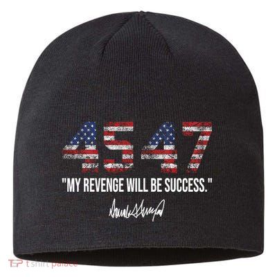 My Revenge Will Be Success 45 47 American Flag Vintage Sustainable Beanie
