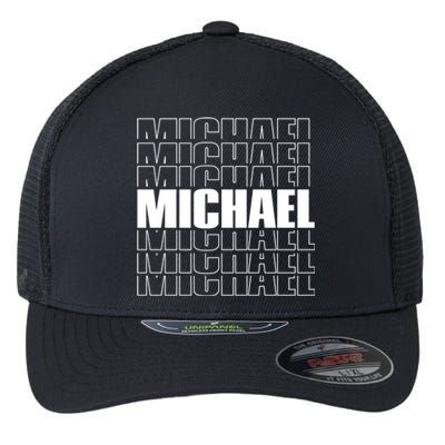 Michael Repeated Word Retro Personalized First Name Gift Flexfit Unipanel Trucker Cap