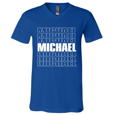 Michael Repeated Word Retro Personalized First Name Gift V-Neck T-Shirt