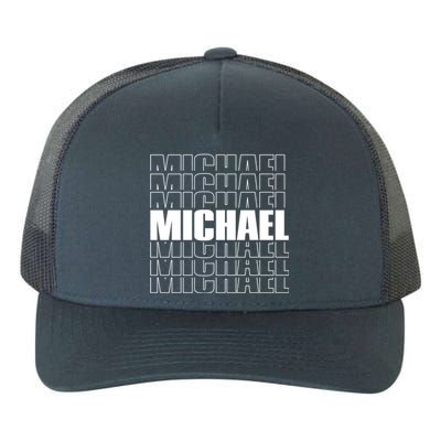 Michael Repeated Word Retro Personalized First Name Gift Yupoong Adult 5-Panel Trucker Hat