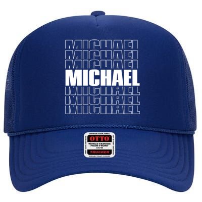 Michael Repeated Word Retro Personalized First Name Gift High Crown Mesh Back Trucker Hat