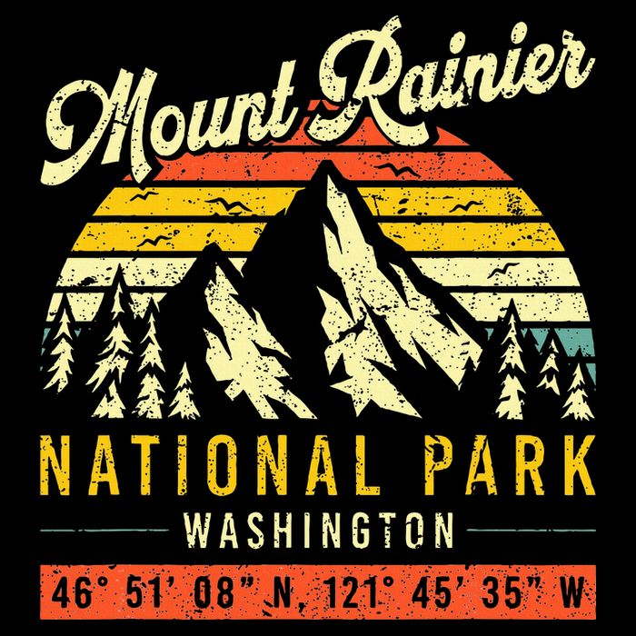 Mount Rainier Washington Vintage Retro National Park Backpack