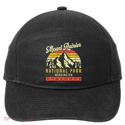 Mount Rainier Washington Vintage Retro National Park 7-Panel Snapback Hat