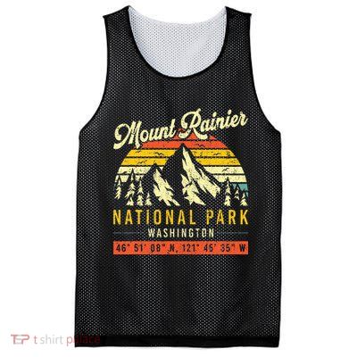 Mount Rainier Washington Vintage Retro National Park Mesh Reversible Basketball Jersey Tank