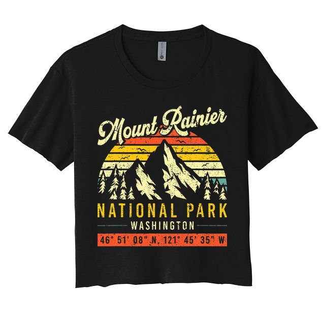 Mount Rainier Washington Vintage Retro National Park Crop Top