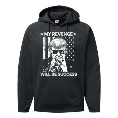 My Revenge Will Be Success Trump American Flag Performance Fleece Hoodie