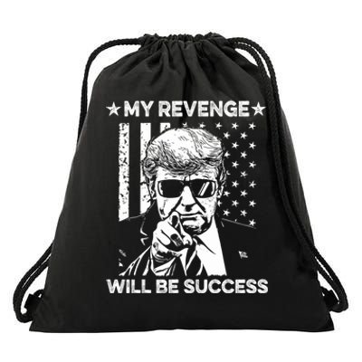 My Revenge Will Be Success Trump American Flag Drawstring Bag