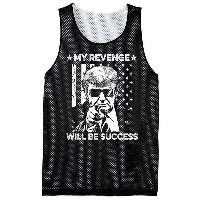 My Revenge Will Be Success Trump American Flag Mesh Reversible Basketball Jersey Tank