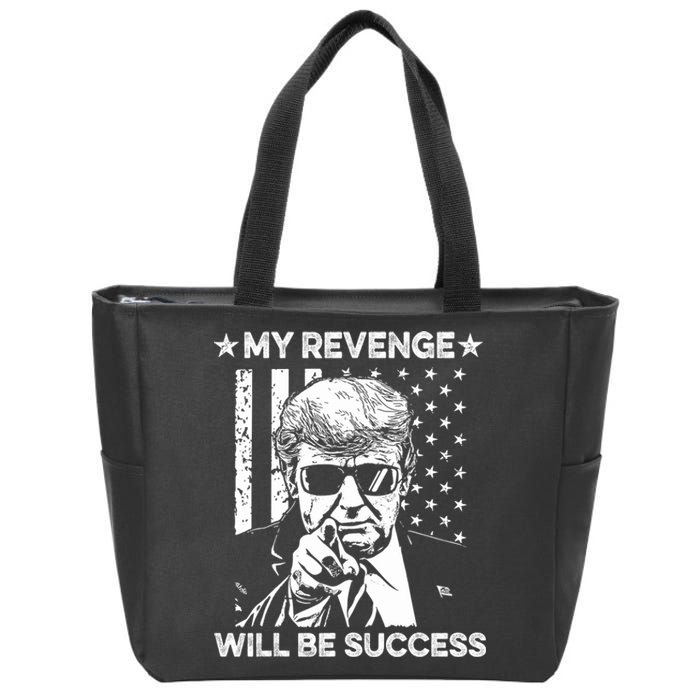 My Revenge Will Be Success Trump American Flag Zip Tote Bag