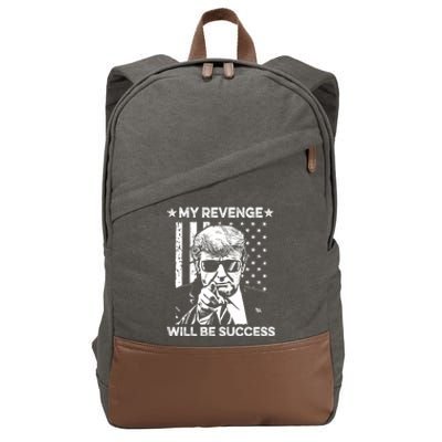 My Revenge Will Be Success Trump American Flag Cotton Canvas Backpack