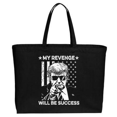 My Revenge Will Be Success Trump American Flag Cotton Canvas Jumbo Tote