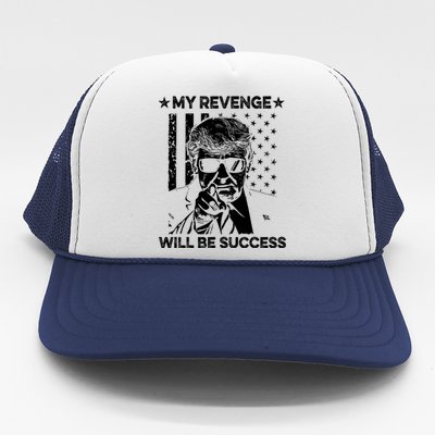 My Revenge Will Be Success Trump American Flag Trucker Hat