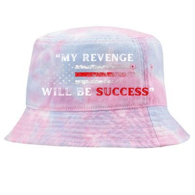 My Revenge Will Be Success Trump 2024 Vintage American Flag Gift Tie-Dyed Bucket Hat