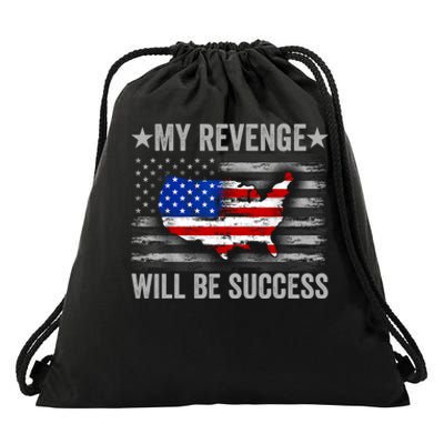 My Revenge Will Be Success Trump American Flag Drawstring Bag