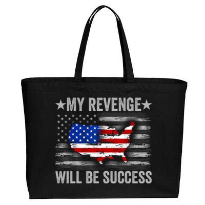 My Revenge Will Be Success Trump American Flag Cotton Canvas Jumbo Tote