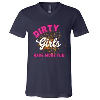 Mud Runs Wo 5k Mud Race Dirty Girl Have More Fun V-Neck T-Shirt