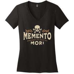 Memento remember you must die Mori Skull  Women's V-Neck T-Shirt