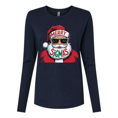 Merry Riz Z Mas Sigmas Cute Cool Santa Face With Hat Middle School Christmas Womens Cotton Relaxed Long Sleeve T-Shirt