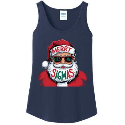 Merry Riz Z Mas Sigmas Cute Cool Santa Face With Hat Middle School Christmas Ladies Essential Tank