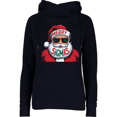 Merry Riz Z Mas Sigmas Cute Cool Santa Face With Hat Middle School Christmas Womens Funnel Neck Pullover Hood