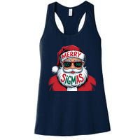 Merry Riz Z Mas Sigmas Cute Cool Santa Face With Hat Middle School Christmas Women's Racerback Tank