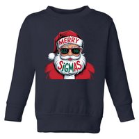 Merry Riz Z Mas Sigmas Cute Cool Santa Face With Hat Middle School Christmas Toddler Sweatshirt