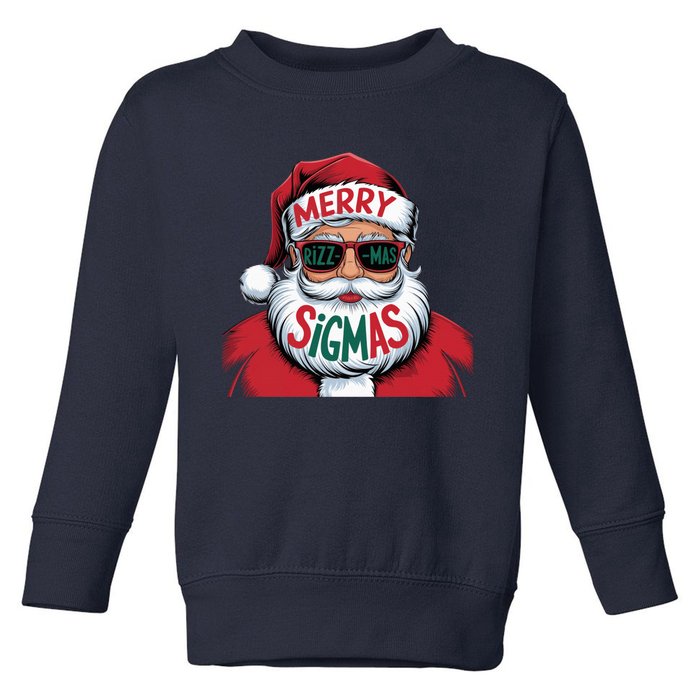 Merry Riz Z Mas Sigmas Cute Cool Santa Face With Hat Middle School Christmas Toddler Sweatshirt